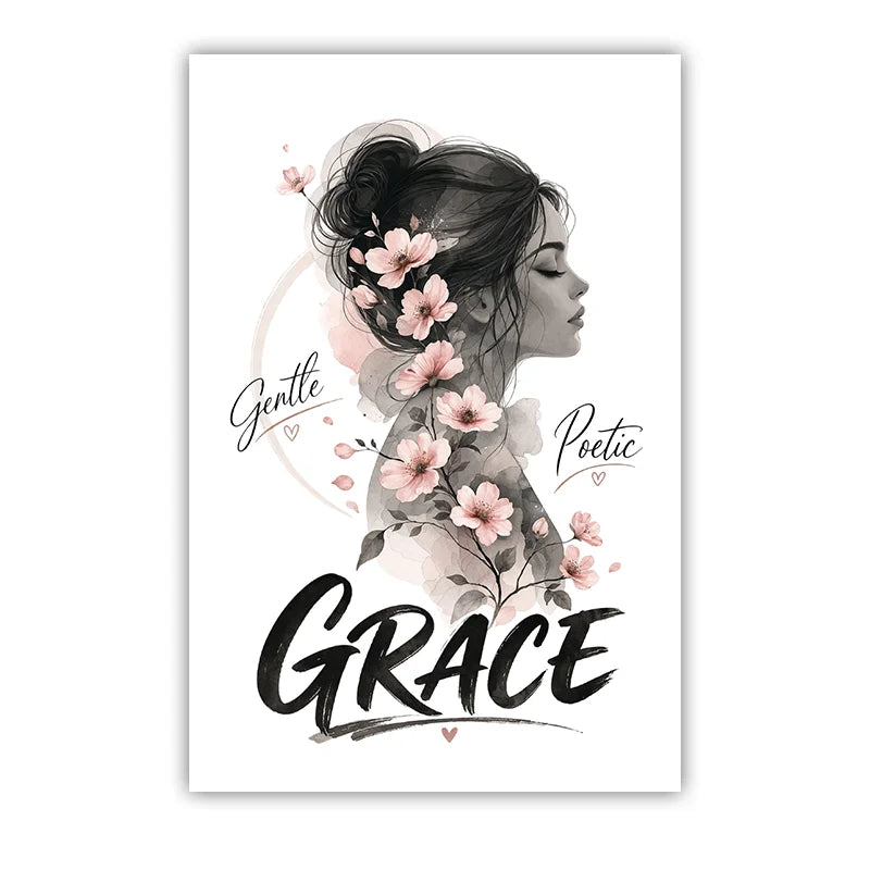 Nordic Woman Silhouette Floral Canvas Wall Art | Bedroom Poster Canvas Wall Art Peaceful Pleasures Health and Wellness 09 15x20cm No Frame China Mainland
