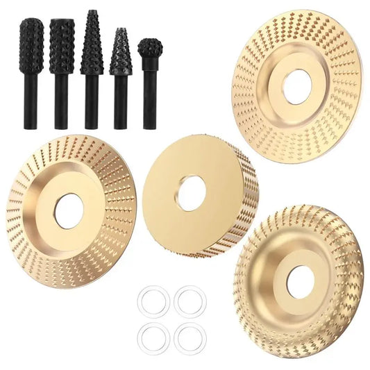 A36T-13Pcs Wood Carving Disc Set Bushing Angle Grinder Wood Grinding Wheel Burr Rasp Polishing Rotary Tool Accessories Peaceful Pleasures Health and Wellness BlackGold
