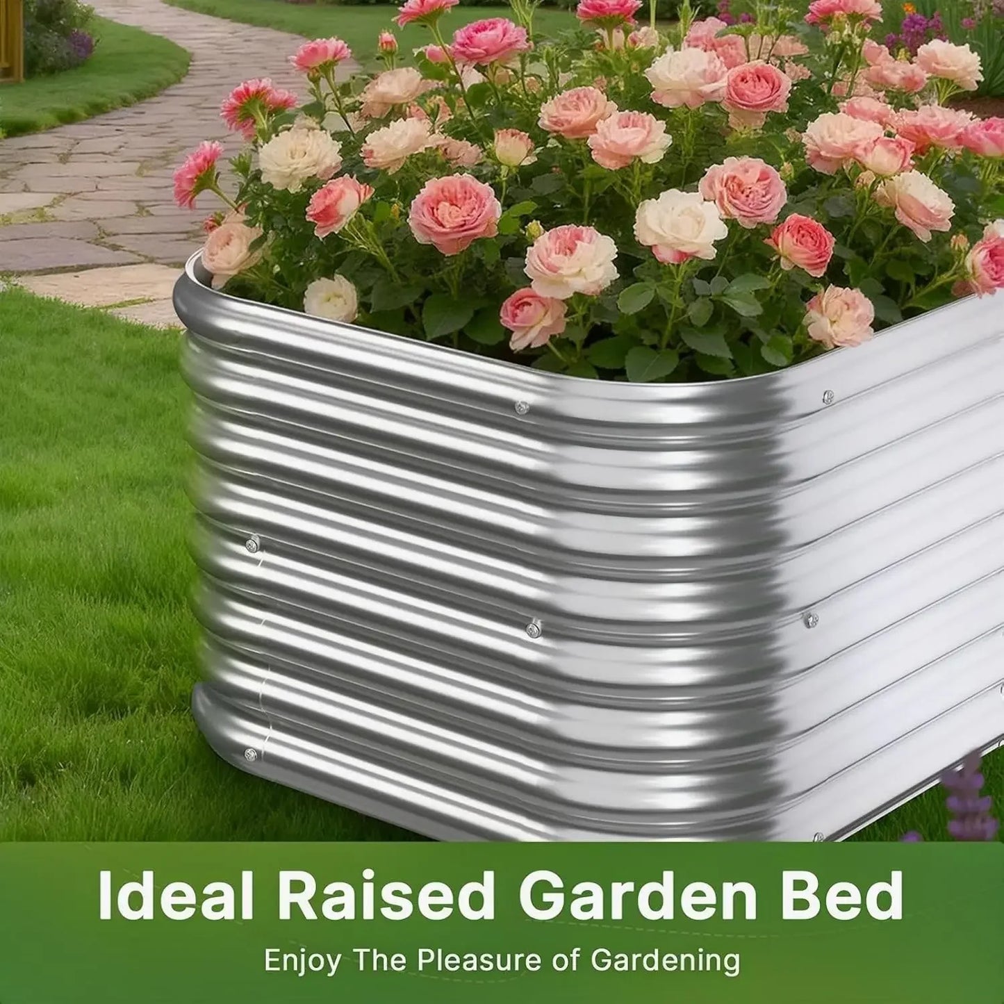 4-Pack Galvanized Steel Raised Garden Beds, 2FT Height for Vegetables Flowers Outdoor Planting Peaceful Pleasures Health and Wellness