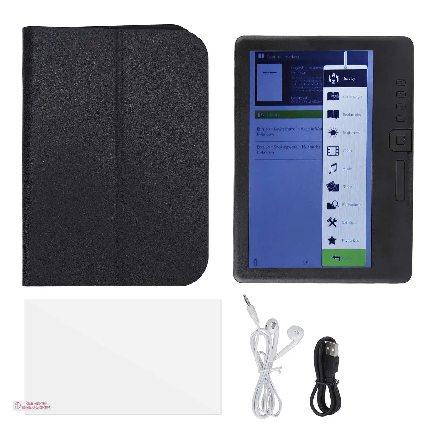 E Reader LCD 16 9 Screen HD 800x480 380MHz Black Protective Case