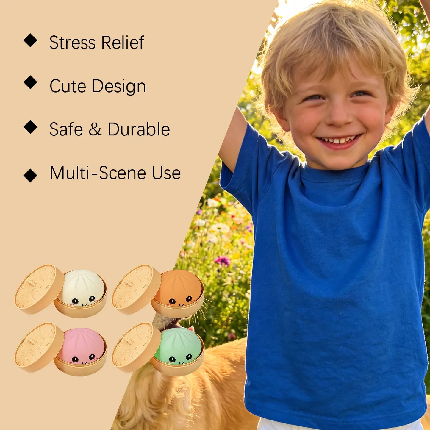 Dumpling Squishy Stress Ball – Colorful Decompression Toy