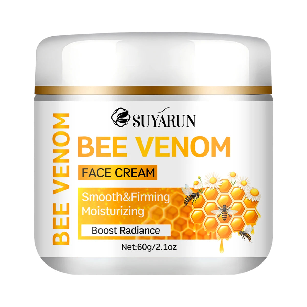 SUYARUN Bee Venom Cream with Sunflower Oil, Chamomile & Aloe - Anti-Aging Hydrating Soothing Moisturizer for All Skin Types. Peaceful Pleasures Health and Wellness 60g