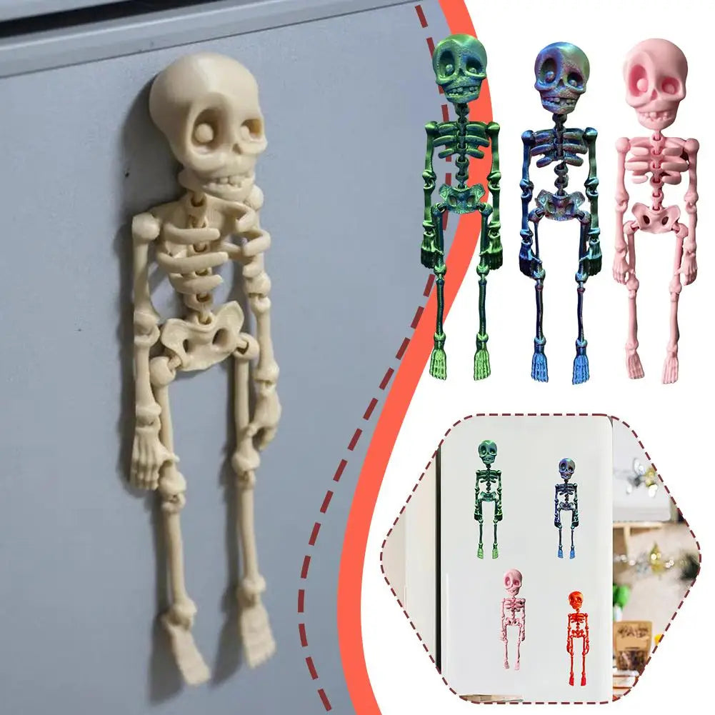 Mini Poseable Skeleton Fridge Magnet | 3D Halloween Decor