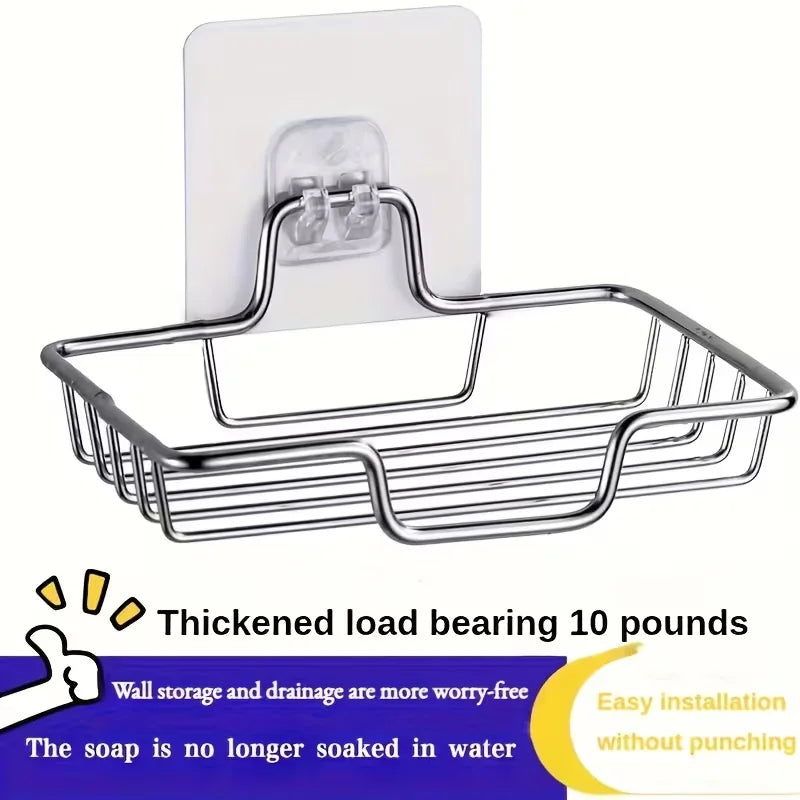Stainless Steel Wall-Mount Soap Dish | No-Drill Adhesive