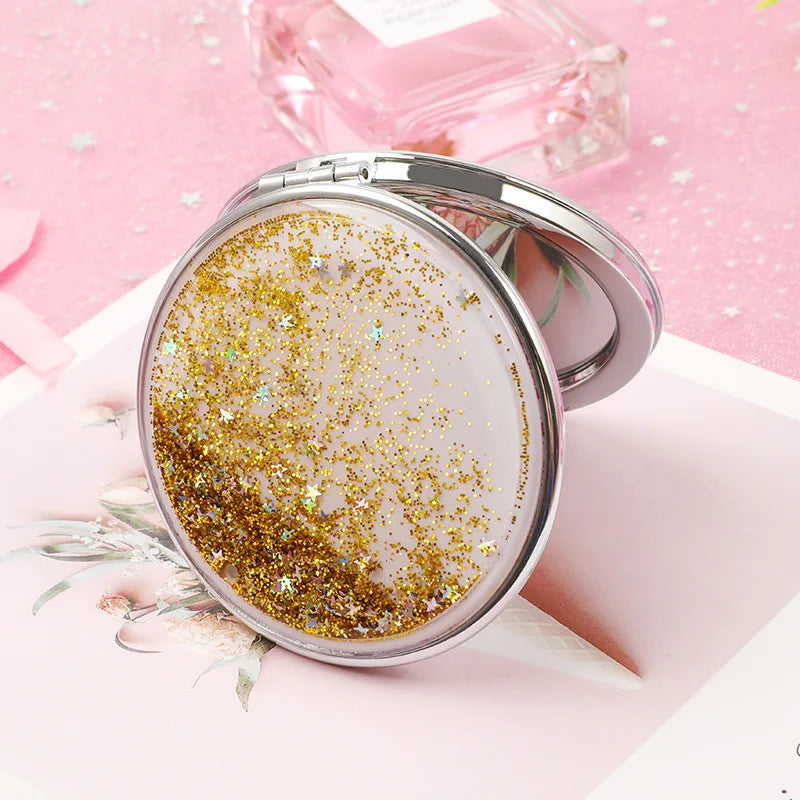 Double-Sided Compact Pocket Mirror | Sparkling Sand Design