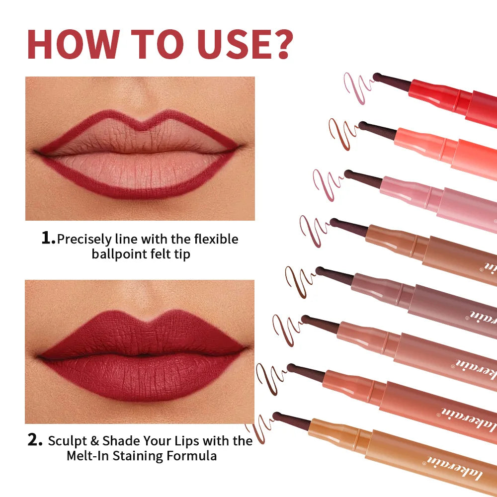 Waterproof Lip Liner Stain Lip Lingerie Long Lasting 8 Colors Transfer Proof Smudge Resistant Color No Bleed Formula Cosmetics Peaceful Pleasures Health and Wellness