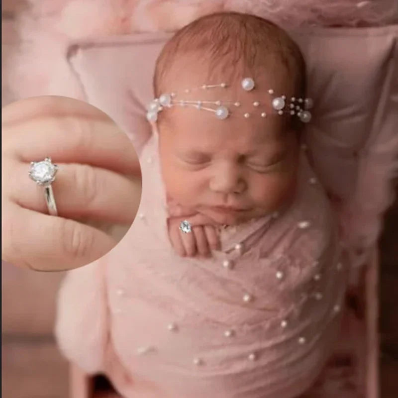 Newborn Photography Rings - Rhinestone Baby Photo Props for Girls & Boys - Shimmering Crystal Rings for Infant Shoot Studio Peaceful Pleasures Health and Wellness