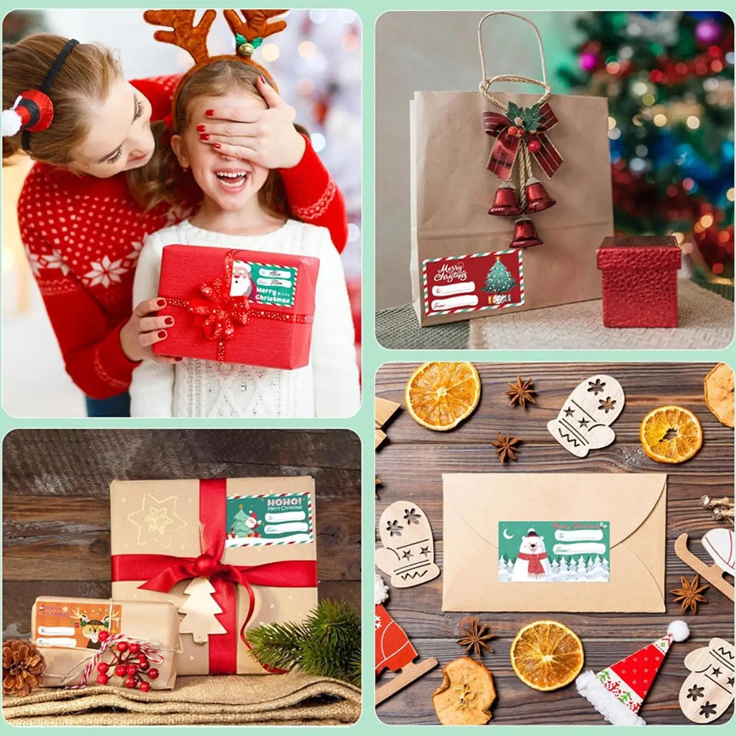 Christmas Label Stickers 60 Sheets | Holiday Gift Tags