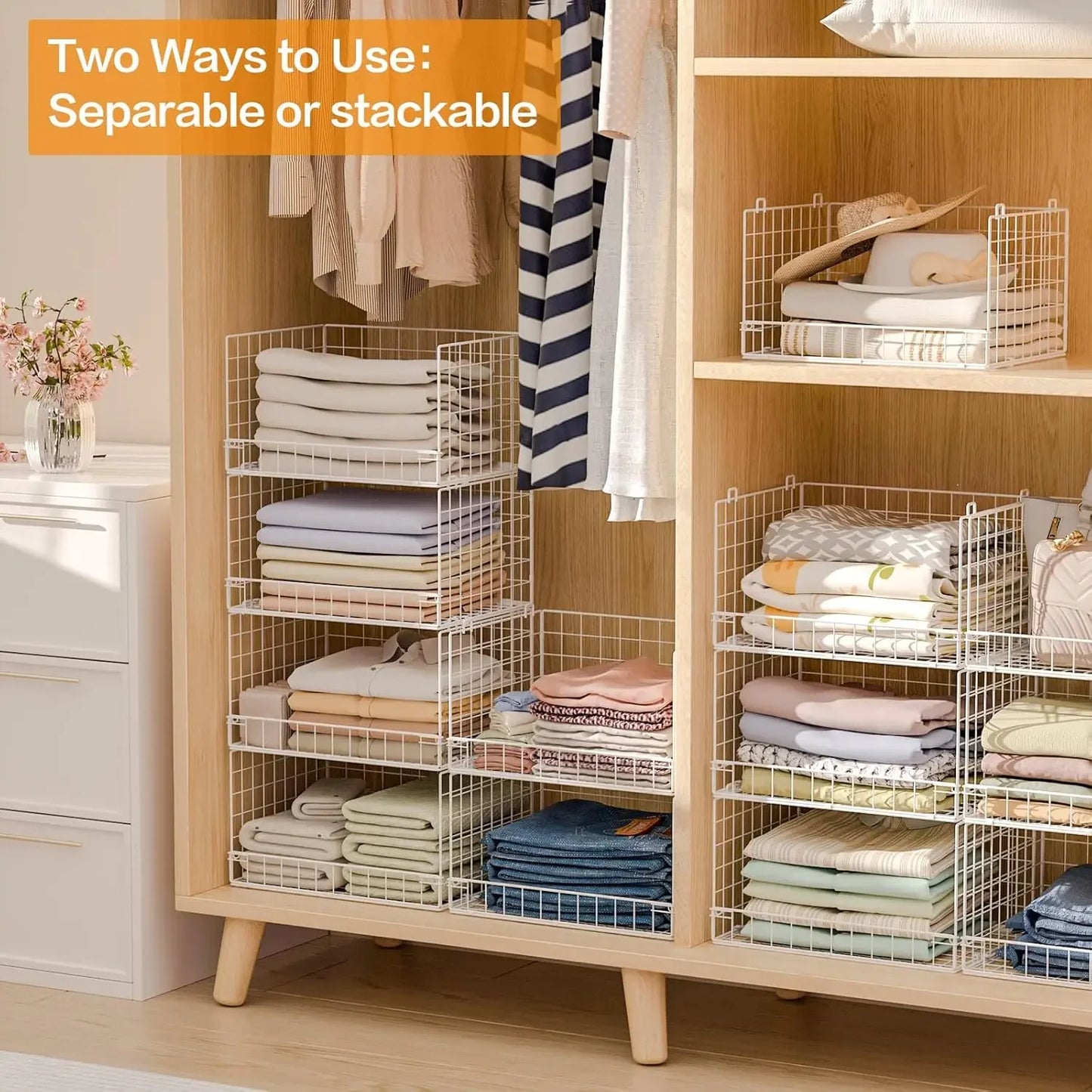 6-Tier Stackable Foldable Closet Organizer, White Peaceful Pleasures Health and Wellness