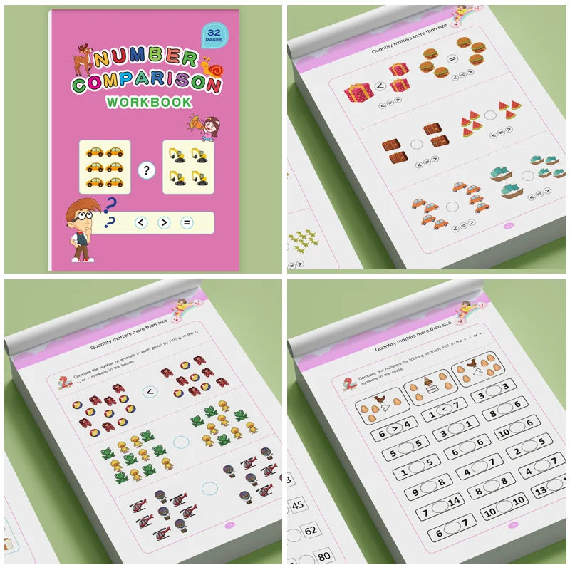 32 Pages Number Comparison Math Workbook Preschool Quantity Activity