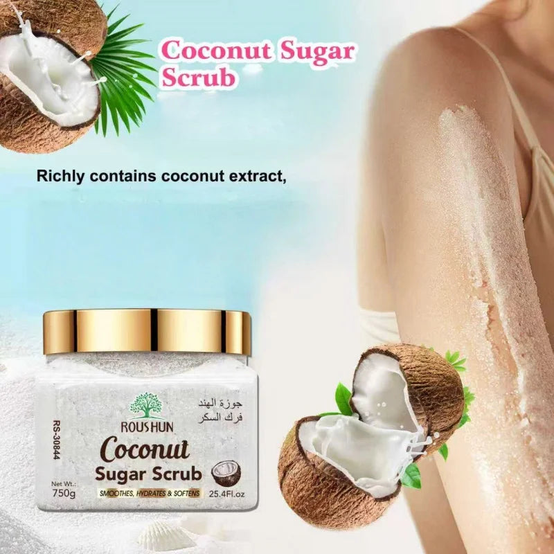 ROUSHUN Coconut Sugar Scrub Large Capacity Family Pack Body Scrub Gentle Deep Cleansing Skin Peaceful Pleasures Health and Wellness