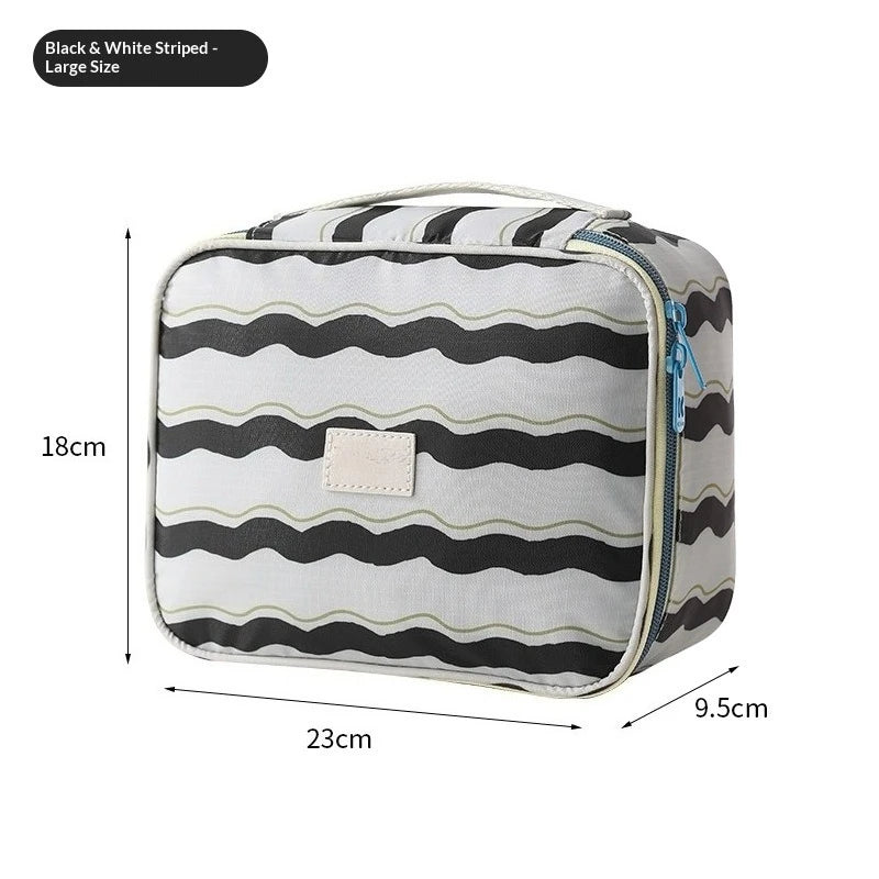 Hot Striped Travel Storage Bag, Bathroom Cosmetics, Dry and Wet Separation, Wash Bag, Multi-functional Bedroom Storage Bag Peaceful Pleasures Health and Wellness black stripe 23cmX9.5cm X18cm