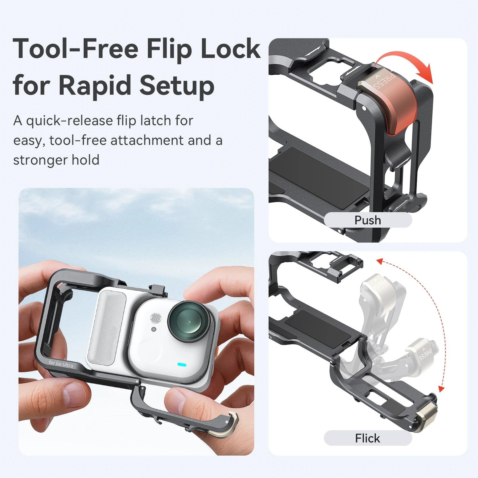 Ergonomics For Insta360 GO Ultra Metal Protective Case Aluminum Alloy Frame Quick Release Protective Frame Camera Accessories Peaceful Pleasures Health and Wellness Default Title