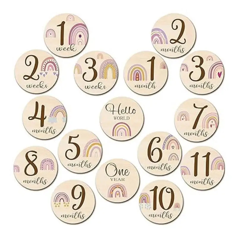 Baby Monthly Milestone Cards | Double-Sided Wooden Animal Props
