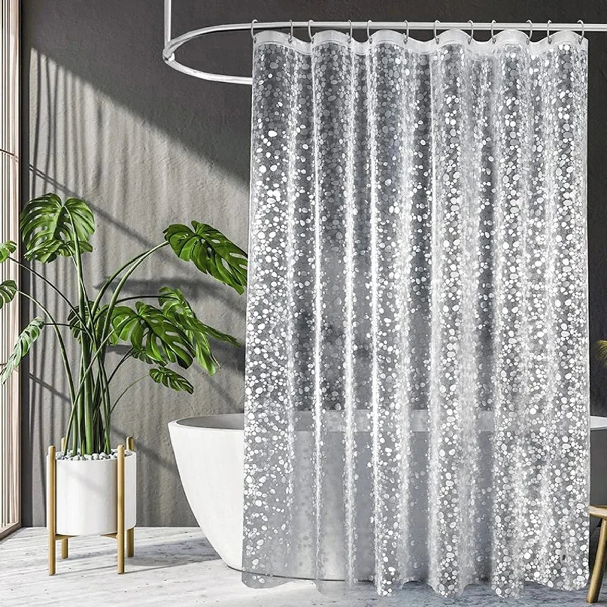 PEVA Pebble Shower Curtain | Waterproof Cobblestone Bath Liner