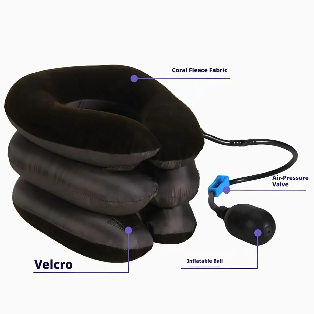 360° Inflatable Cervical Traction Single Tube Neck Support Brace Portable Home Neck Pain Relief Cervical Spine Care Stretcher Peaceful Pleasures Health and Wellness