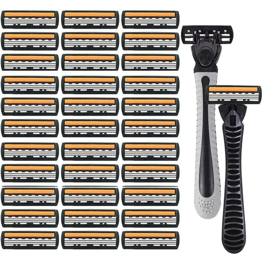 Premium Stainless Steel Safety Razor – Replaceable Blades Safety Razor Peaceful Pleasures Health and Wellness 2Holder and 36Blades