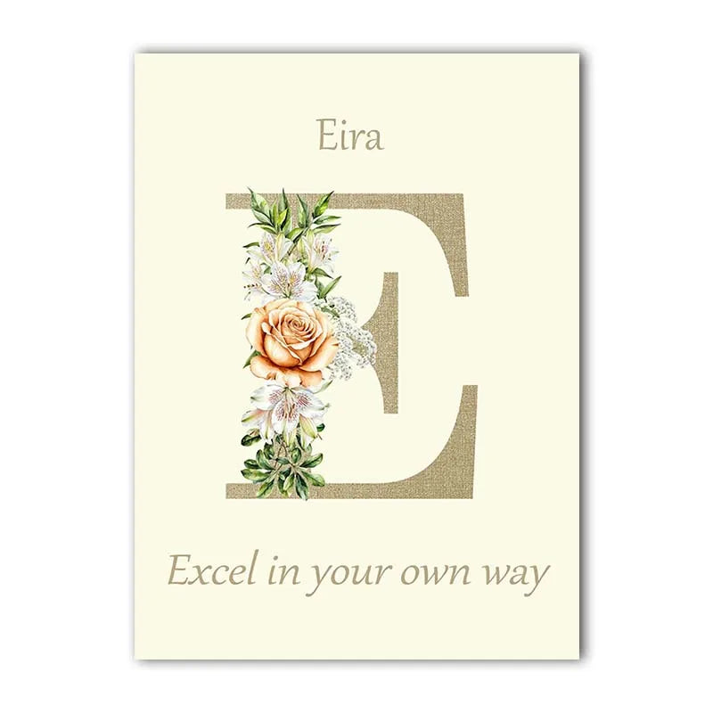 Custom Name Nursery Canvas Art | Bunny Floral Kids Wall Decor