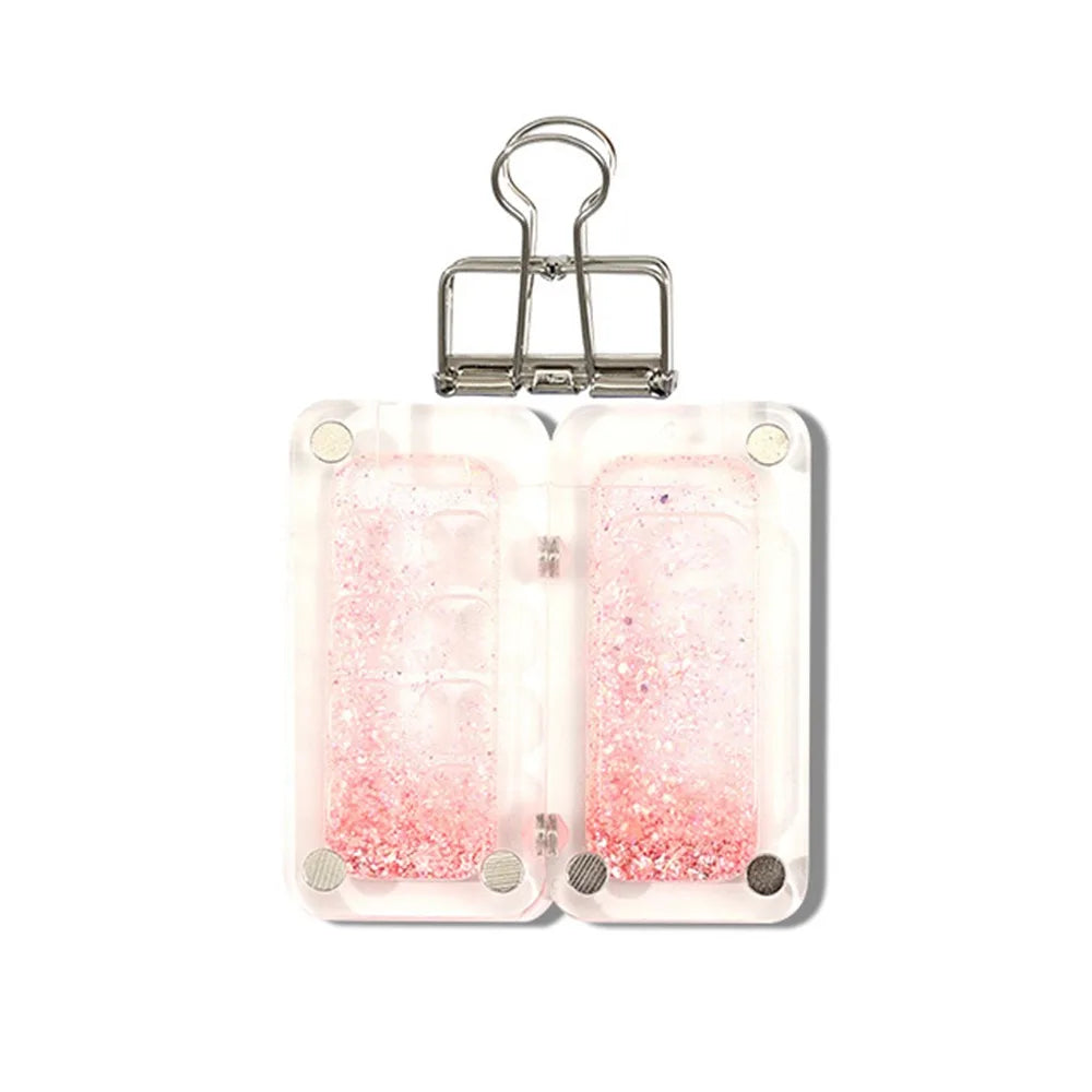 Acrylic Watercolor Paint Palette Magnetic Quicksand Travel Painting Tray Foldable Waterproof Paint Pigment Box Outdoor Peaceful Pleasures Health and Wellness -Pink-8 Grid