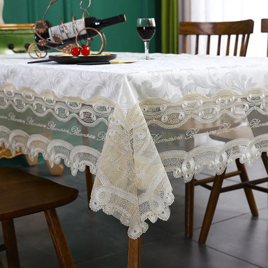 Battilo White Lace Tablecloth | Waterproof Rectangle Table Cover Lace Tablecloth Peaceful Pleasures Health and Wellness