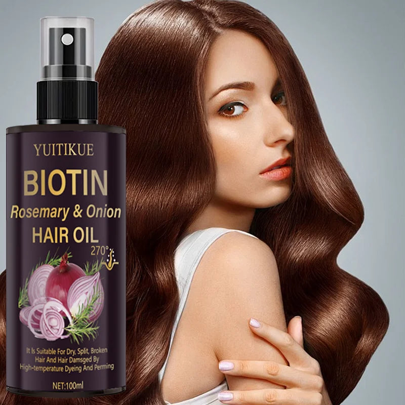 YUITIKUE Biotin Rosemary Onion Hair Oil - Repair Dry Split Broken Hair Damaged by Dye Perm Heat Protect Peaceful Pleasures Health and Wellness