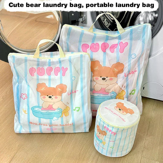 Cute Bear Kids Laundry Bag – Portable Mesh Washing Bag Mesh Laundry Bag Peaceful Pleasures Health and Wellness