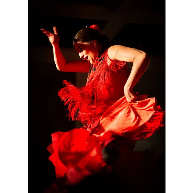 Flamenco Dancer Canvas Wall Art | Red Dress Spanish Gitana