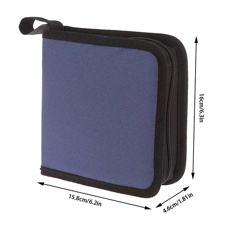 40-Disc Oxford CD DVD Storage Case – Zipper Organizer