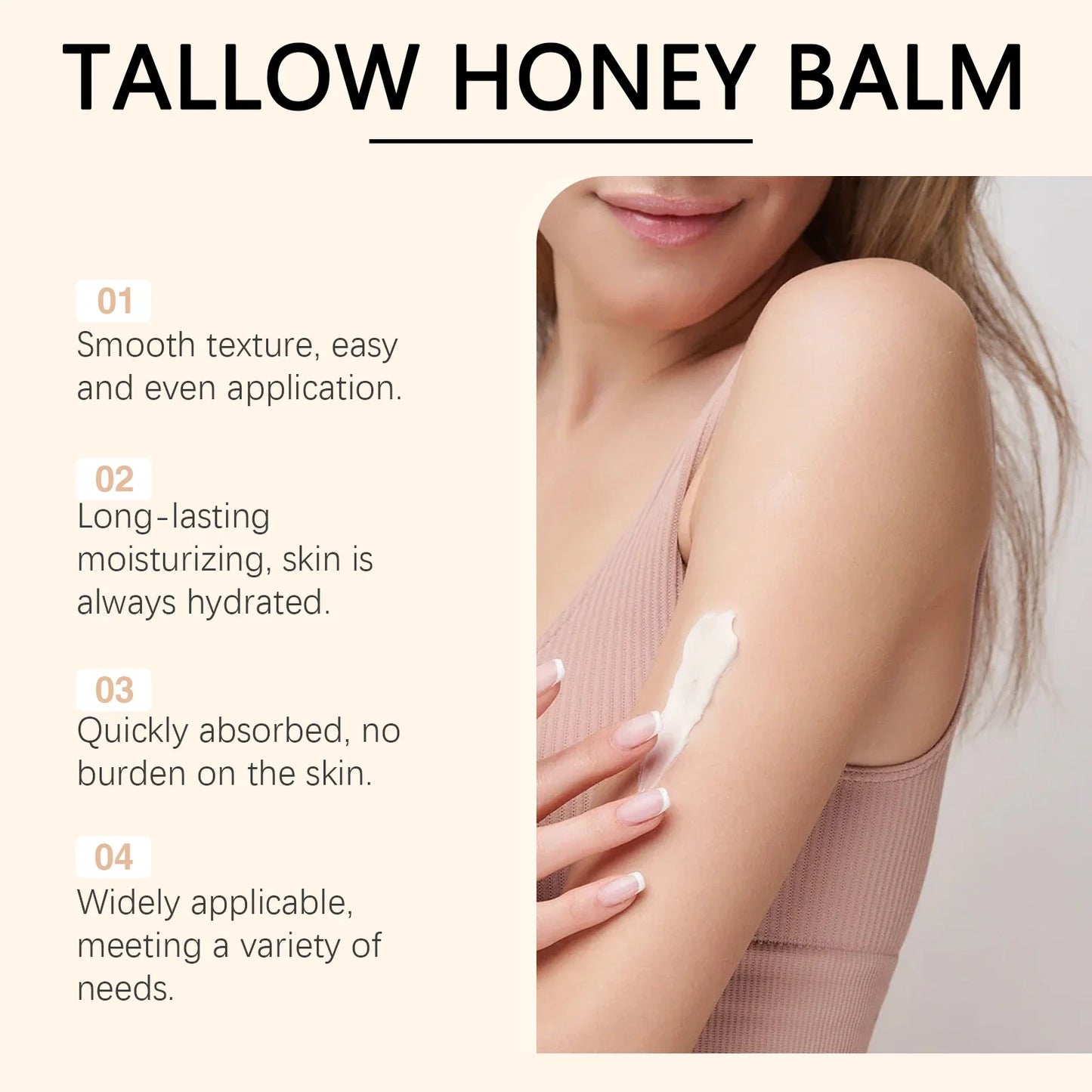 Whipped Beef Tallow Honey Balm – Face & Body Moisturizer 60g