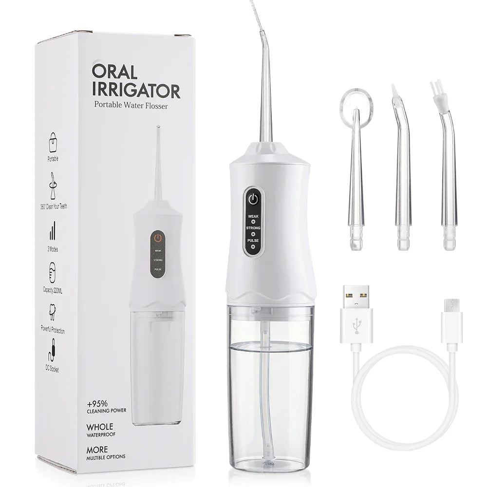 Portable Water Flosser – 3 Modes, 220ml Tank, Rechargeable