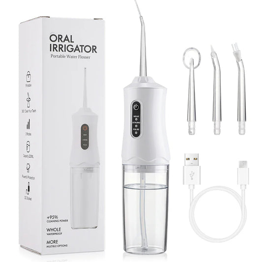 Portable Water Flosser – 3 Modes, 220ml Tank, Rechargeable Oral Water Flosser Oasis Select WHITE