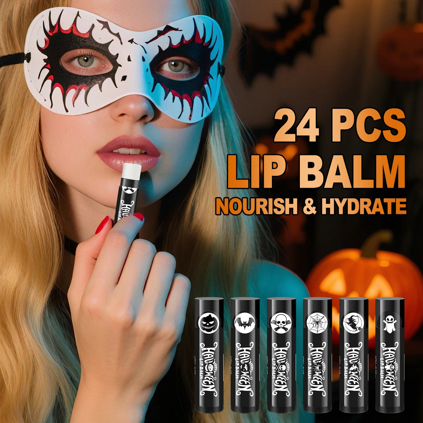 Halloween assembly gift 96PCS/box hand cream lipstick in bulk with BOO card and black gift bag Peaceful Pleasures Health and Wellness
