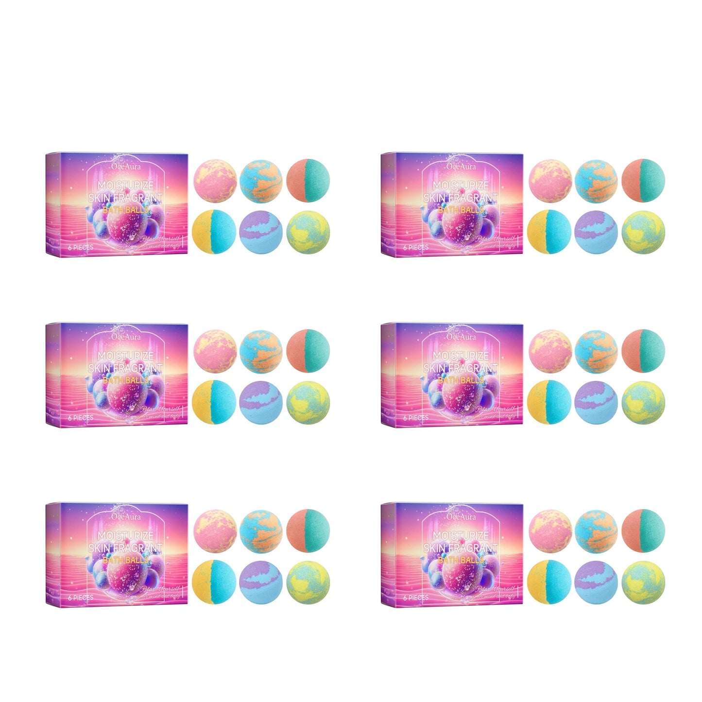 OceAura Rosemary Lavender Bath Bombs Set of 6 | Aromatherapy