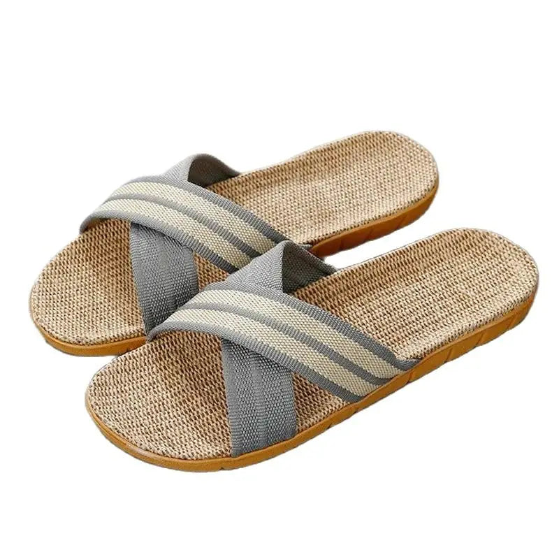 Men's Anti-Slip Linen Slippers | Open Toe Indoor Beach Sandals