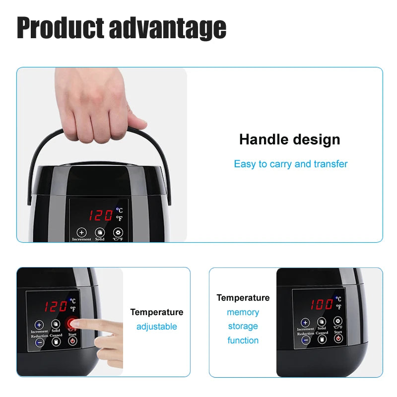 500ml Electric Wax Heater Kit – LCD Display & 200g Wax Beans
