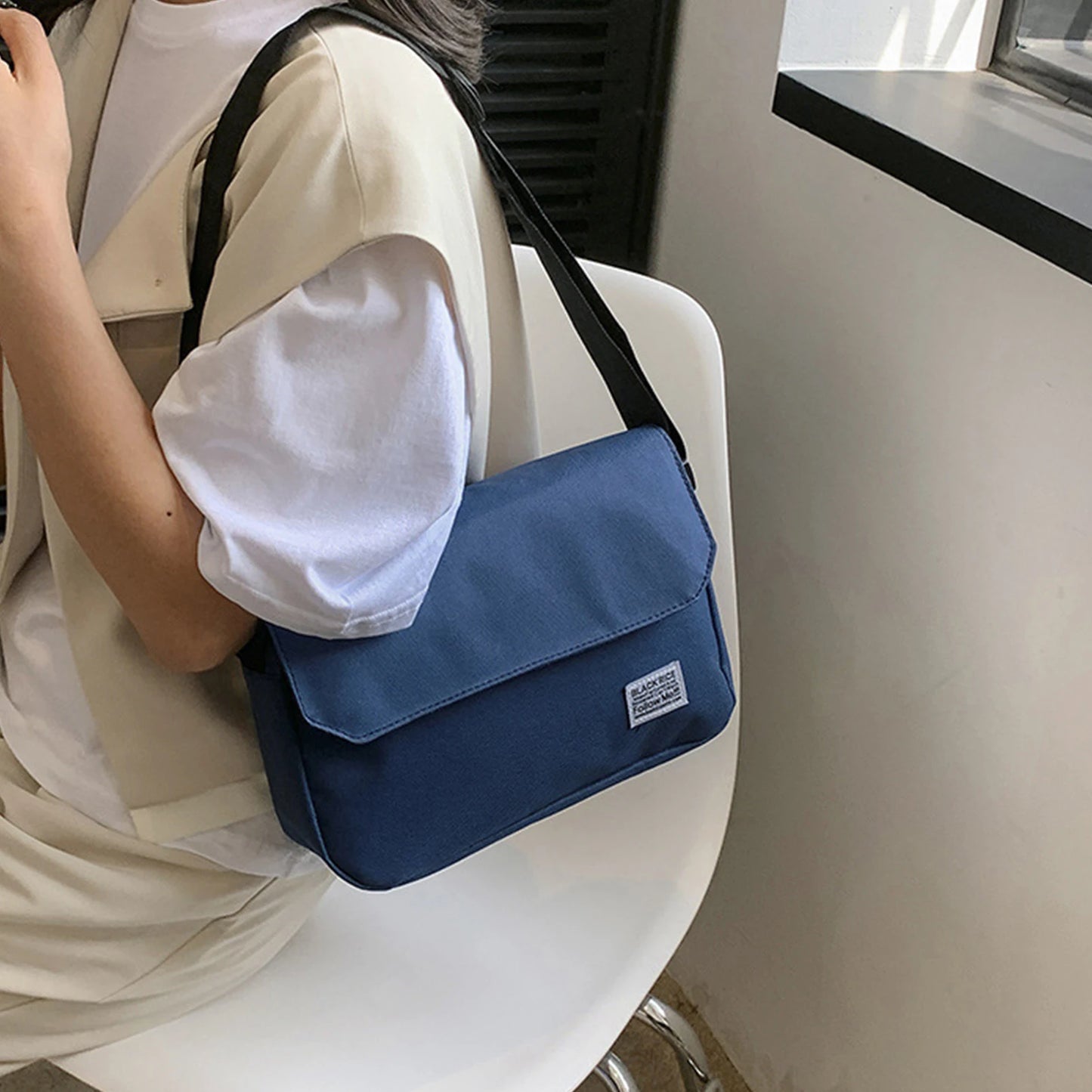 Crossbody Bag for Couples Large Capacity Casual Nylon Underarm Bags for Holiday Vacation Use Travel Shopping Use Peaceful Pleasures Health and Wellness