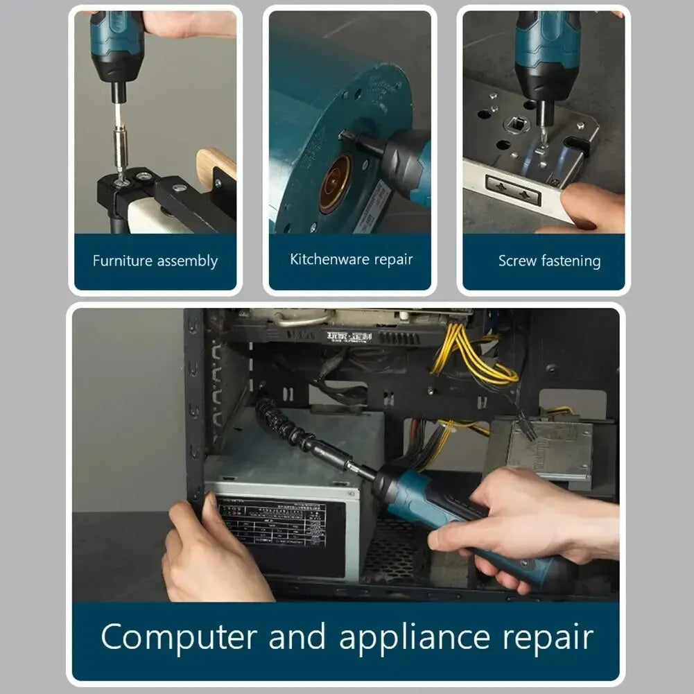Mini Cordless Electric Screwdriver 1300mah Rechargeable Adjustment Power Drill Multi-function Disassembly Torque Repair Tools Peaceful Pleasures Health and Wellness