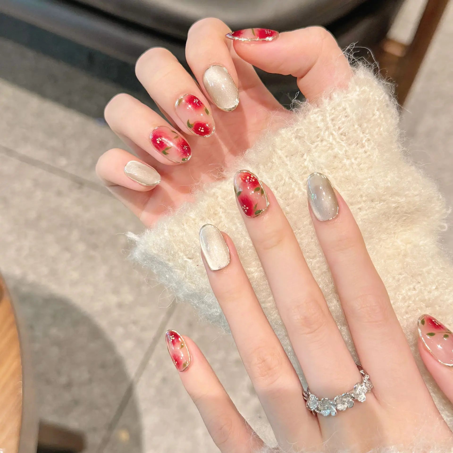 Handmade Press on Nails Sweet Cherry Pink Blush Style Fake Nail Tips for Girl Wearable Spring Ins Fresh Korean Cute False Nails Peaceful Pleasures Health and Wellness L