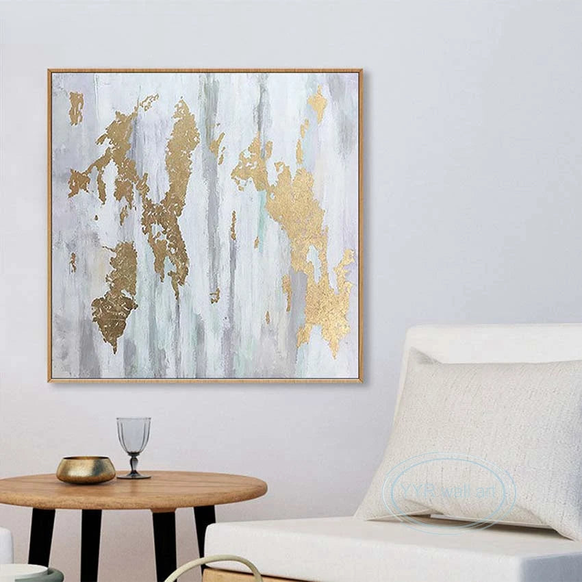 New High Quality Gold Foil Mural Wall Art Canvas Oil Painting Light Luxury Home Decor Handmade Acrylic Abstract Hanging Poster Peaceful Pleasures Health and Wellness