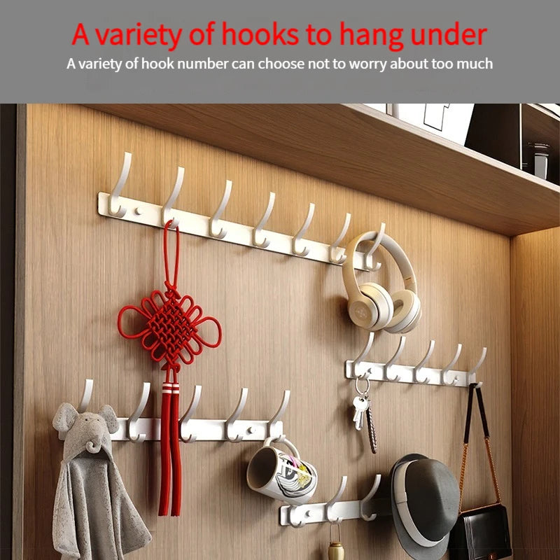 YUNJIEYA 6-Hook Aluminum Wall Hanger | Black White Gun Grey Wall Hook Rack Peaceful Pleasures Health and Wellness