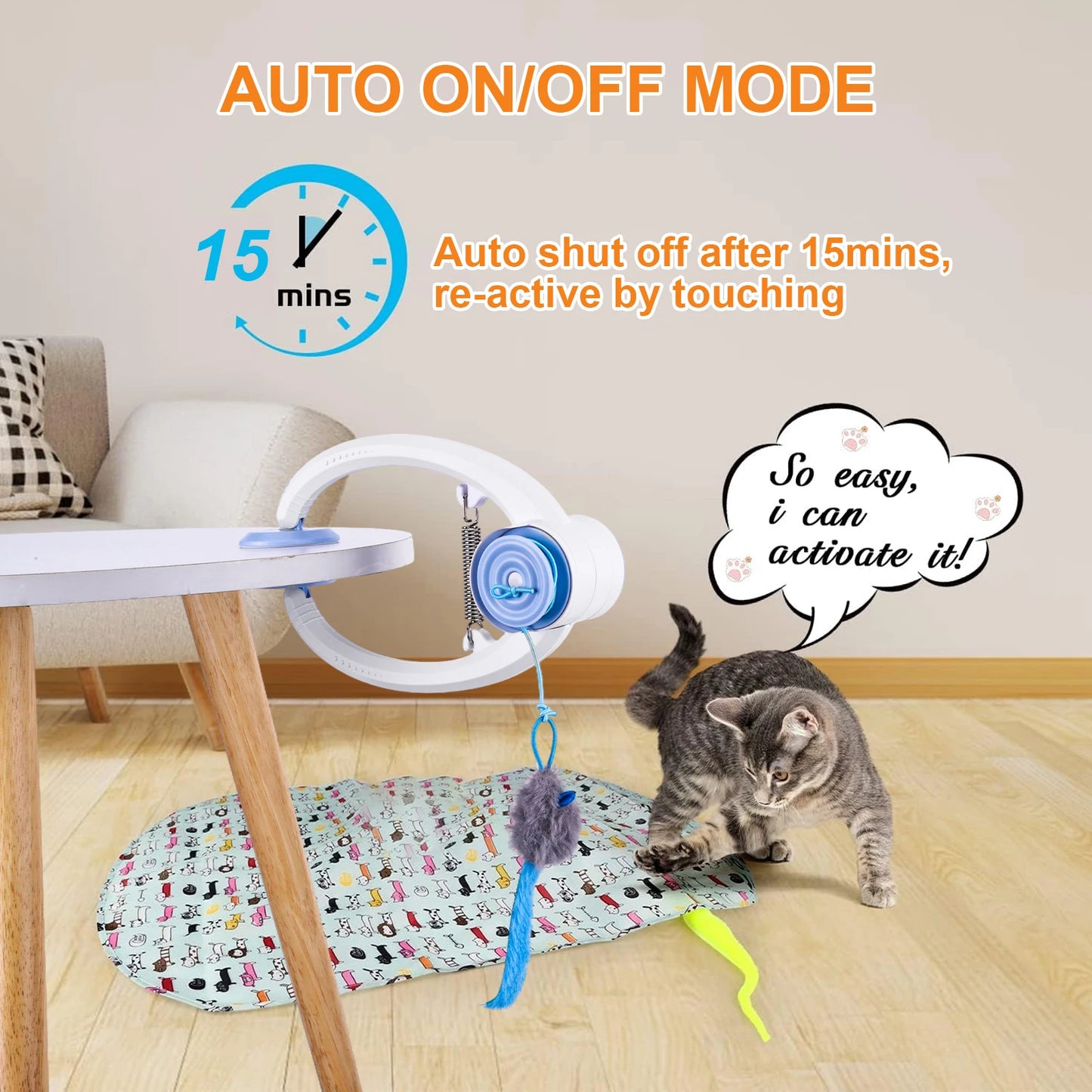 Interactive Cat Teaser Retractable Toys with 3 Catnip Mice Independent Play Hanging Door Cat Toys for Indoor Cats Peaceful Pleasures Health and Wellness