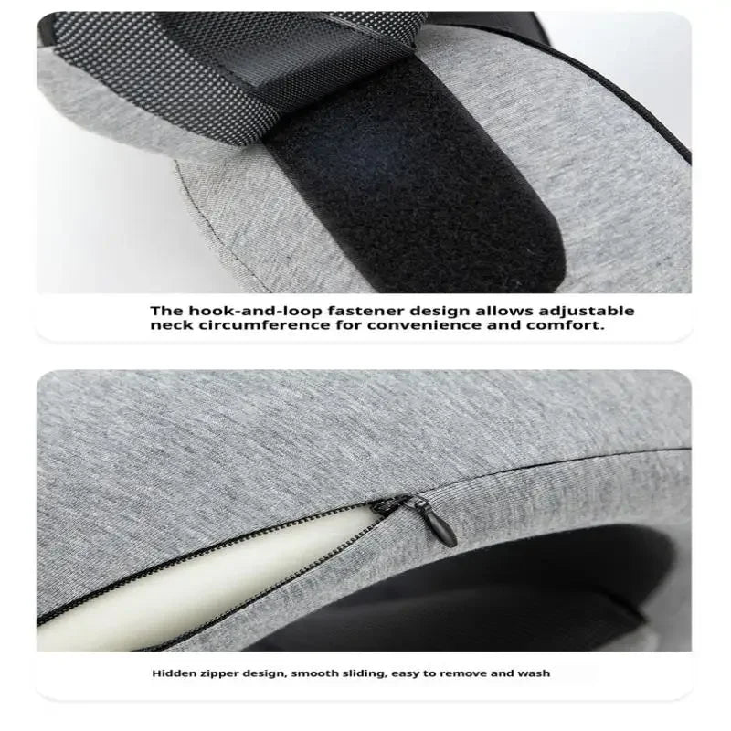 High-Density Memory Foam Neck Travel Pillow 360° Surround Support Ergonomic Design for Airplane Travel Comfort Peaceful Pleasures Health and Wellness