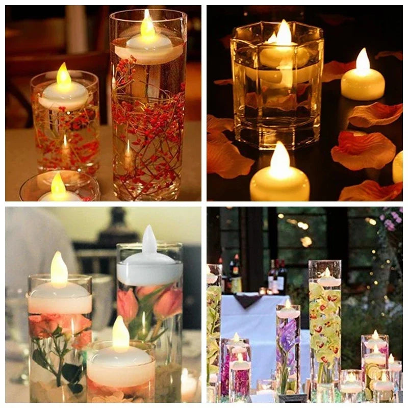 12/24 Pack Flameless Floating Candles Warm White LED Flickering Tealight Decor for Wedding Party Centerpiece Pool Christmas Peaceful Pleasures Health and Wellness