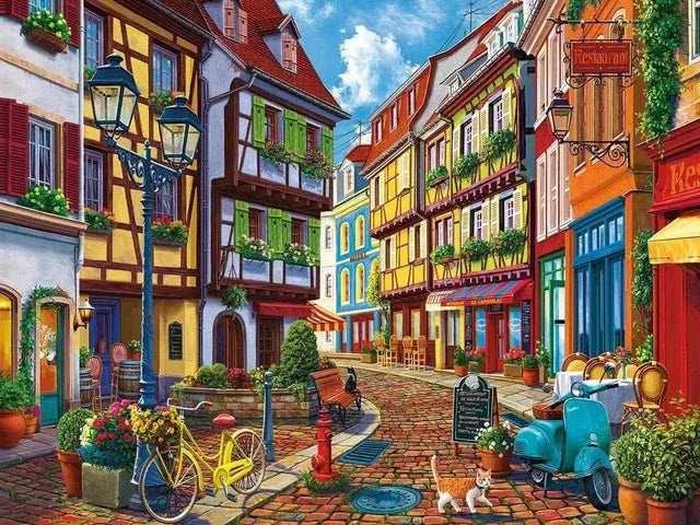 Diamond Painting Street Landscape Kit | Mosaic Art for Adults & Kids