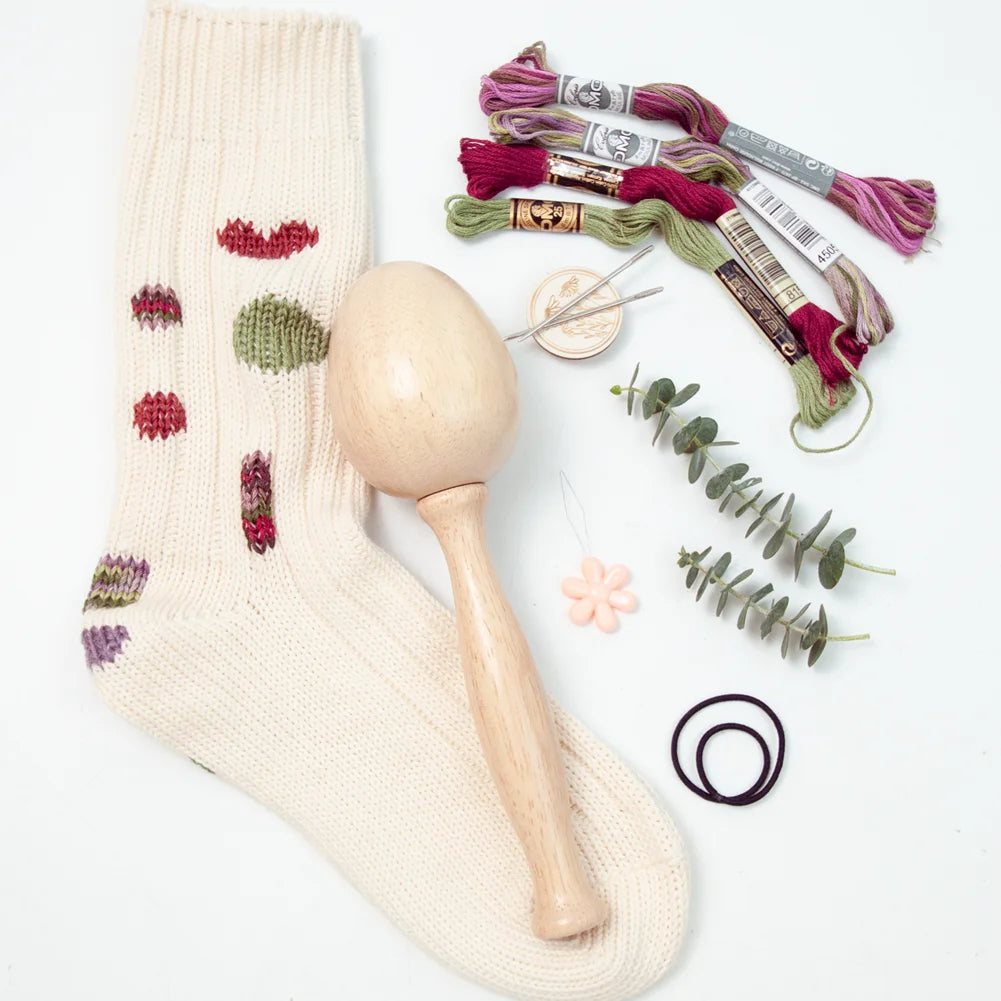 Wooden Darning Mushroom & Egg Sewing Kit | Portable Sock Hat Sweater Repair Tool for DIY Hole Patching Peaceful Pleasures Health and Wellness
