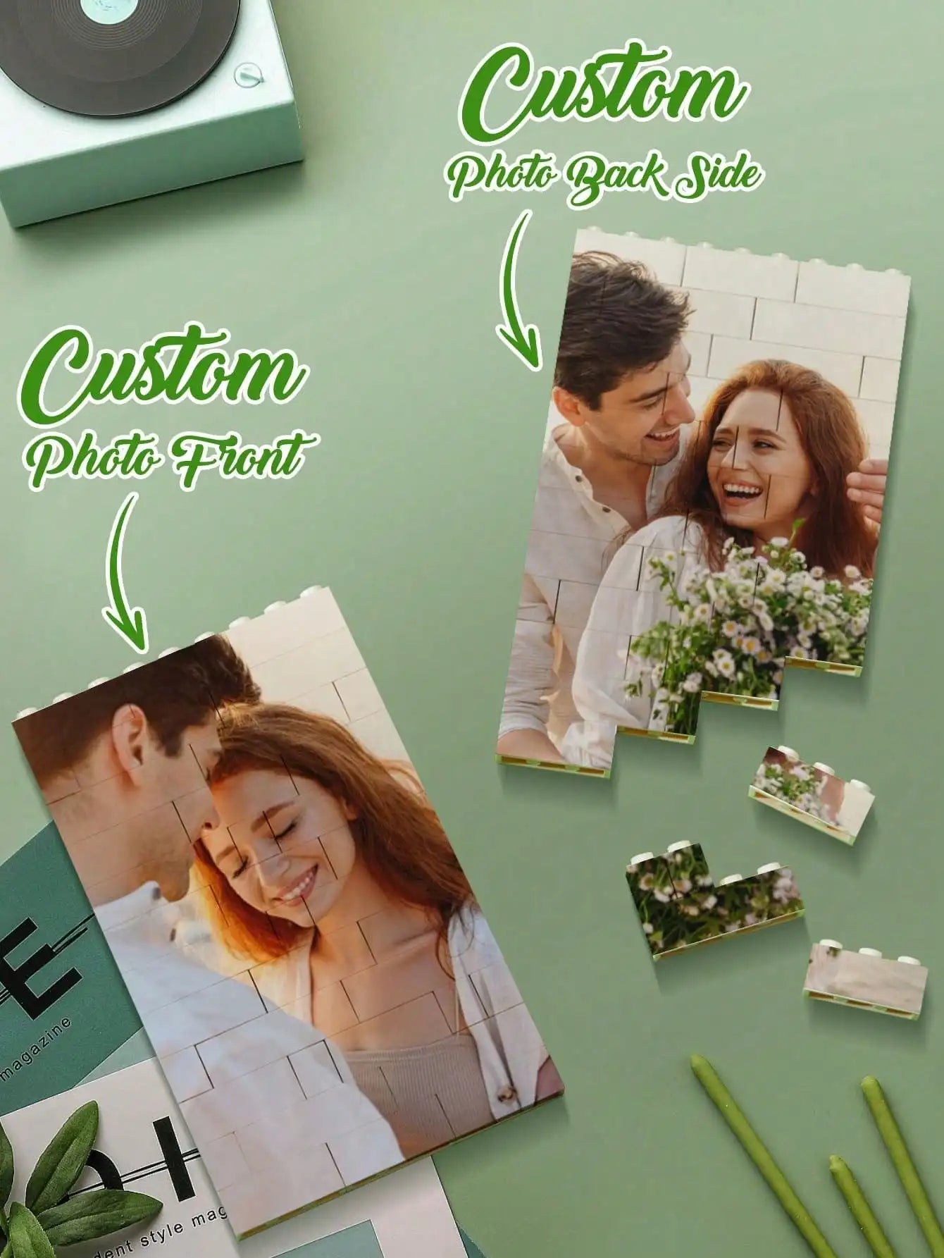 Custom Photo Puzzle Building Blocks Personalized Picture Toy Double Side Printing Gift for Mom Dad Couple Anniversary Decoration Peaceful Pleasures Health and Wellness