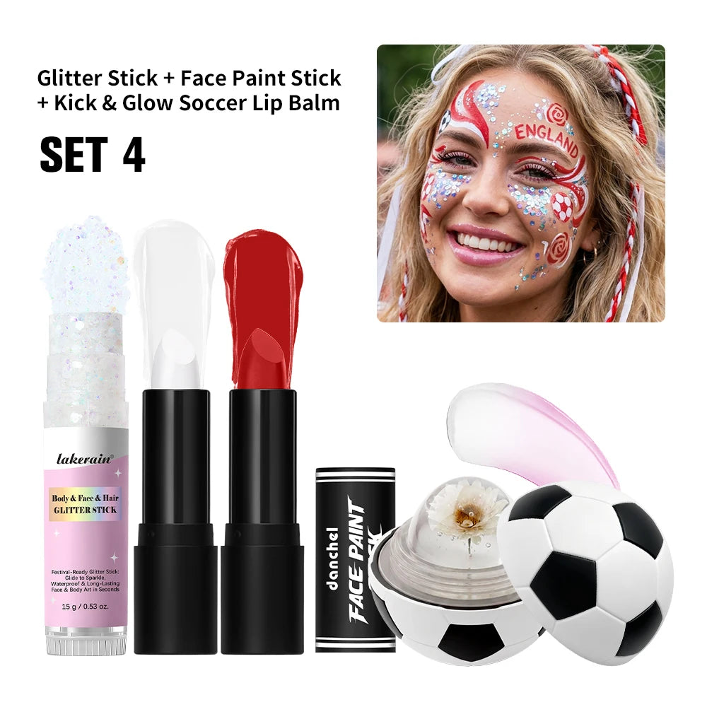 Face Paint Stick Set High Pigment Multiple National Flag Color Body Paint Safe Non-Toxic Paint Stick for Halloween Cosplay Sport Peaceful Pleasures Health and Wellness GB ENG