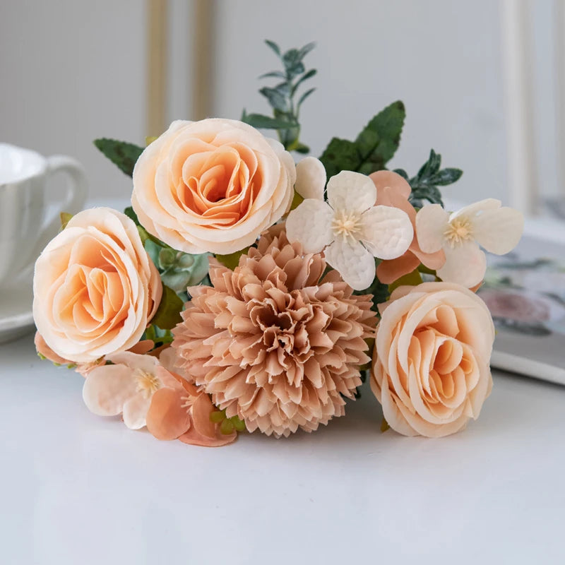 Silk Rose & Chrysanthemum Artificial Bouquet | Wedding & Decor