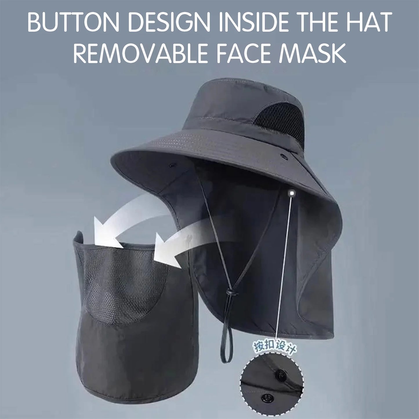 Women's Bucket Hat with Neck Cover Outdoor UV Sun Protection Wide Brim Hats for Pool Park Vacation Camping Peaceful Pleasures Health and Wellness