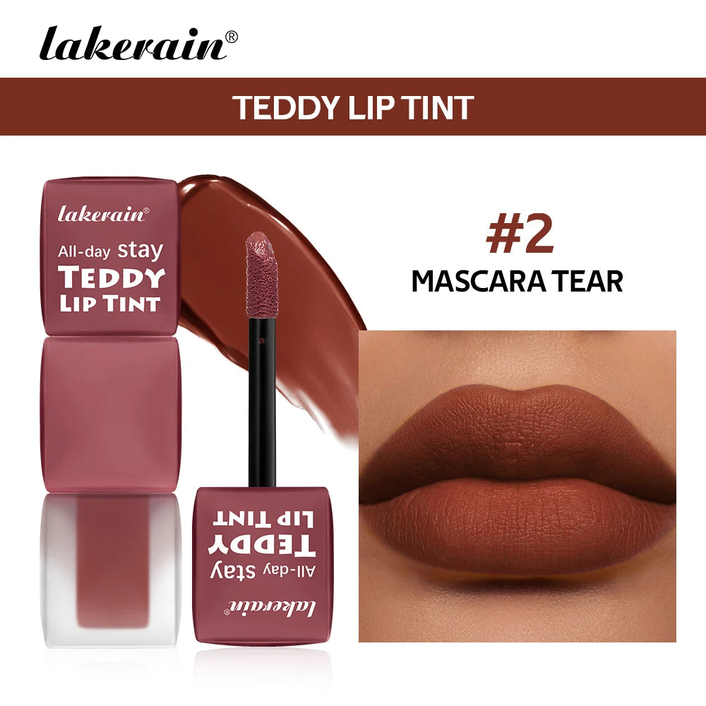 6pcs/set Teddy Velvet Non-stick Cup Lip Glaze Matte Lipstick Waterproof Longlasting Color Liquid Silky Saturation High Lip Gloss Peaceful Pleasures Health and Wellness 02 Mascara Tear